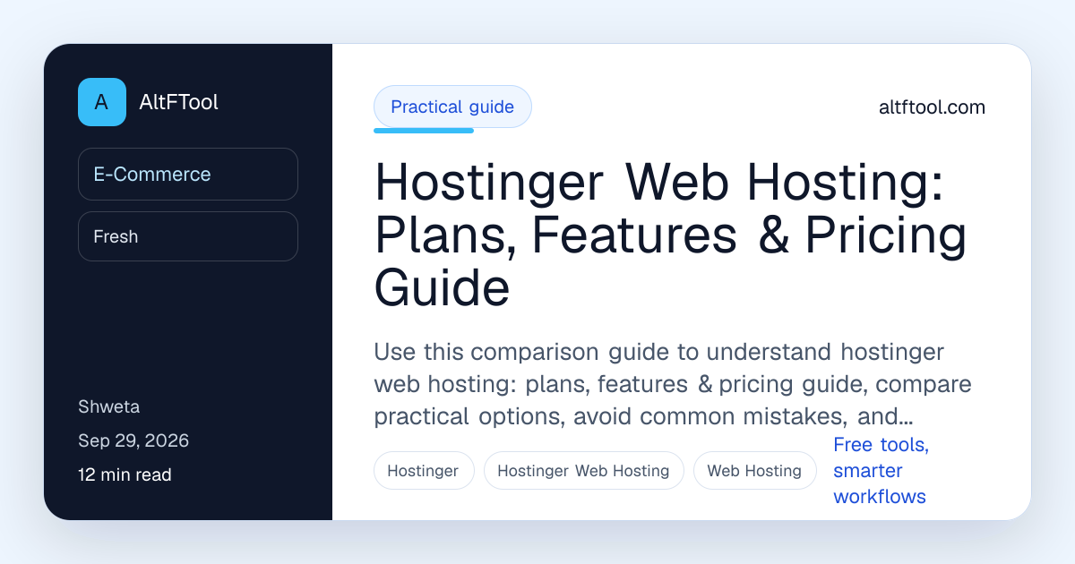 Hostinger Web Hosting: Plans, Features & Pricing | AltFTool