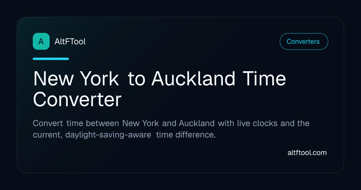 New York to Auckland Time Converter — Current Time Difference | AltFTool