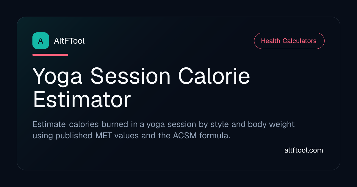 Yoga Calorie Estimator From Published MET Values | AltFTool